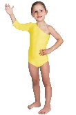 BODY DANZA LYCRA MONOSPALLA MANICA TRE QUARTI GIALLO BABY